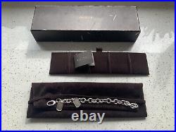 Genuine Gucci Sterling Silver Dogtag Charm Bracelet + Box Pouch Book VGC Dog Tag