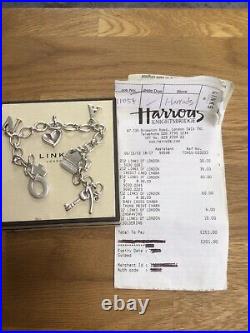 Genuine Links Of London Classic Silver Bracelet & Charms With Harrods Receipt