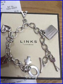 Genuine Links Of London Classic Silver Bracelet & Charms With Harrods Receipt