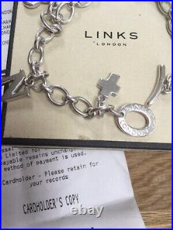 Genuine Links Of London Classic Silver Bracelet & Charms With Harrods Receipt