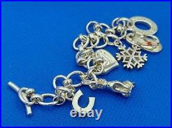 Genuine Links of London Sterling Silver Toggle Charm Bracelet + 5 LOL Charms