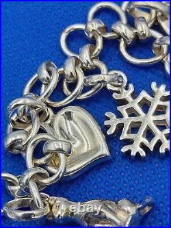 Genuine Links of London Sterling Silver Toggle Charm Bracelet + 5 LOL Charms