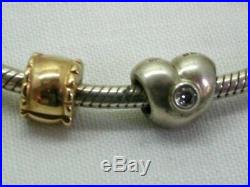 Genuine PANDORA 14 Carat Gold And Silver Bracelet With 8 Gold And Silver Charms