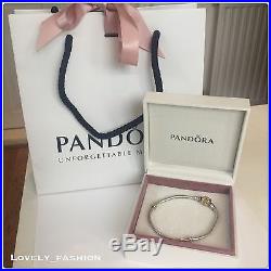 Genuine PANDORA 14ct Gold Charm bracelet 19cm Sterling Silver 585 ALE 590702HG