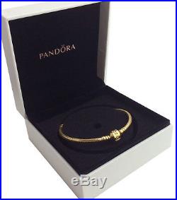 Genuine PANDORA Barrel Clasp Charm Bracelet 14K Gold Vermeil Plated 590702HV