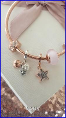 Genuine PANDORA Bracelet in Rose Gold & 6 PANDORA Rose Gold Charms 20 cm + Box Genuine PANDORA Bracelet in Rose Gold & 6 PANDORA Rose Gold Charms 20 cm + Box
