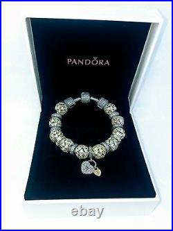 Genuine PANDORA MOMENTS Silver Bracelet (18cm) with Charms