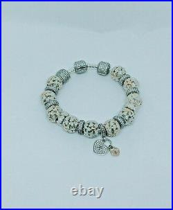 Genuine PANDORA MOMENTS Silver Bracelet (18cm) with Charms