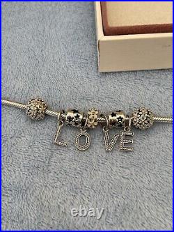 Genuine Pandora Bracelet 18cm, Daisy & Love Charms, Cost £345 Boxed & Gift Bag