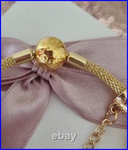 Genuine Pandora Bracelet Bangle Gold Signature Clasp+ Gold Charms 20 cm + Box Genuine Pandora Bracelet Bangle Gold Signature Clasp+ Gold Charms 20 cm + Box