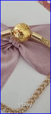 Genuine Pandora Bracelet Bangle Gold Signature Clasp+ Gold Charms 20 cm + Box Genuine Pandora Bracelet Bangle Gold Signature Clasp+ Gold Charms 20 cm + Box