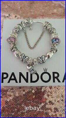 Genuine Pandora Bracelet Butterfly Clasp +Charms S925 ALE 19 cm+ Pandora Box