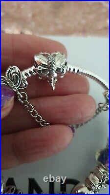 Genuine Pandora Bracelet Butterfly Clasp +Charms S925 ALE 19 cm+ Pandora Box