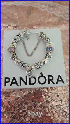 Genuine Pandora Bracelet Butterfly Clasp +Charms S925 ALE 19 cm+ Pandora Box