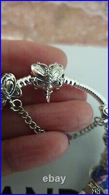 Genuine Pandora Bracelet Butterfly Clasp +Charms S925 ALE 19 cm+ Pandora Box