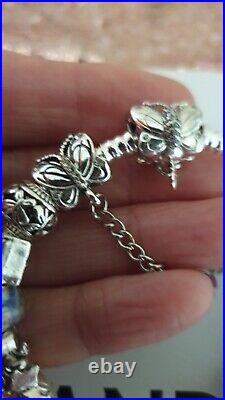 Genuine Pandora Bracelet Butterfly Clasp +Charms S925 ALE 19 cm+ Pandora Box