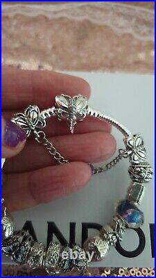 Genuine Pandora Bracelet Butterfly Clasp +Charms S925 ALE 19 cm+ Pandora Box