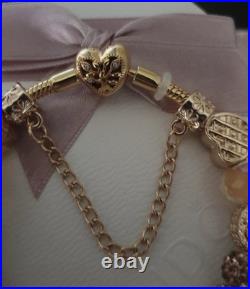 Genuine Pandora Bracelet Gold Family Tree & Gold charms shown. 20 cms + Box Genuine Pandora Bracelet Gold Family Tree & Gold charms shown. 20 cms + Box