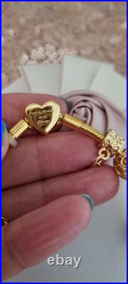 Genuine Pandora Bracelet Gold Pave Heart + Gold Charms 20 cm + Pandora Box Genuine Pandora Bracelet Gold Pave Heart + Gold Charms 20 cm + Pandora Box