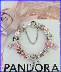 Genuine Pandora Bracelet Poetic Bloom Clasp +Charms S925 ALE 19 cm+ Pandora Box