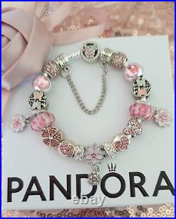 Genuine Pandora Bracelet Poetic Bloom Clasp +Charms S925 ALE 19 cm+ Pandora Box