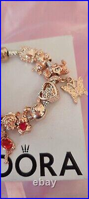 Genuine Pandora Bracelet +Rose Gold Clasp & Rose Gold Charms 16 cms +Pandora Box