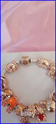 Genuine Pandora Bracelet +Rose Gold Clasp & Rose Gold Charms 16 cms +Pandora Box