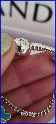 Genuine Pandora Bracelet Silver Stars S925 ALE +Blue Charms 19cm + Pandora Box