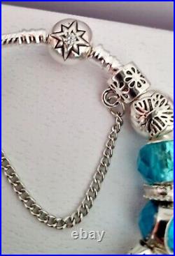 Genuine Pandora Bracelet Silver Stars S925 ALE +Blue Charms 19cm + Pandora Box