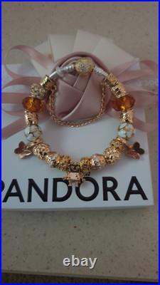 Genuine Pandora Bracelet Silver With Gold Clasp+ Gold Charms ALE MET 19 cm + Box Genuine Pandora Bracelet Silver With Gold Clasp+ Gold Charms ALE MET 19 cm + Box