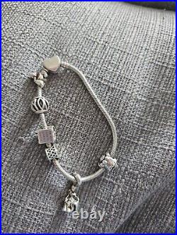 Genuine Pandora Bracelet With 6 Genuine Pandora Charms