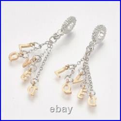Genuine Pandora Charm Bracelet 18cm Pave Heart Clasp with Charms #B/7