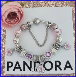 Genuine Pandora Silver Bracelet & Silver/pink Charms 19 cm+ Pandora Box