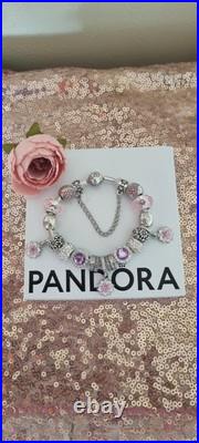 Genuine Pandora Silver Bracelet & Silver/pink Charms 19 cm+ Pandora Box