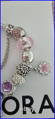 Genuine Pandora Silver Bracelet & Silver/pink Charms 19 cm+ Pandora Box