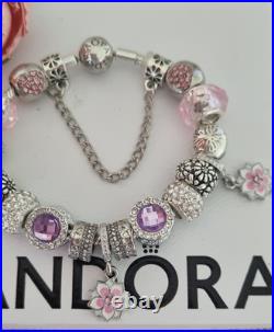 Genuine Pandora Silver Bracelet & Silver/pink Charms 19 cm+ Pandora Box