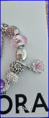 Genuine Pandora Silver Bracelet & Silver/pink Charms 19 cm+ Pandora Box