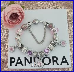 Genuine Pandora Silver Bracelet & Silver/pink Charms 19 cm+ Pandora Box