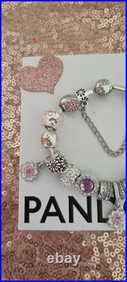 Genuine Pandora Silver Bracelet & Silver/pink Charms 19 cm+ Pandora Box