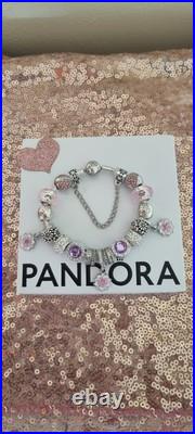 Genuine Pandora Silver Bracelet & Silver/pink Charms 19 cm+ Pandora Box