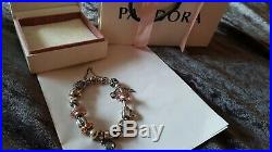 Genuine Pandora Silver Charm Bracelet Complete with Charms