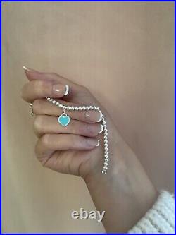 Genuine Return To Tiffany & Co Sterling Silver Blue Mini Hearts Bracelet