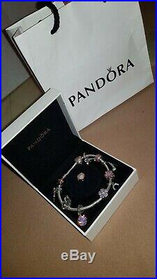 Genuine Rose Gold Pandora Bracelet With 11 Charms