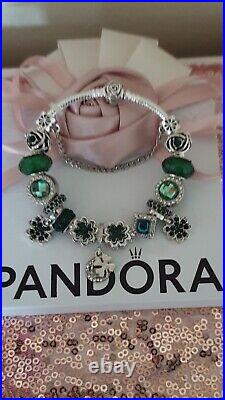 Genuine Silver Pandora Charm Bracelet With Rose Clasp +Charms 19cm & Pandora Box