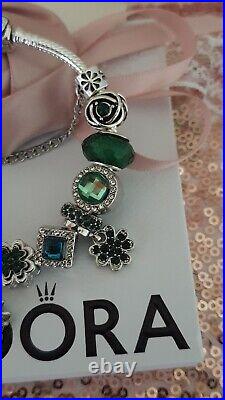 Genuine Silver Pandora Charm Bracelet With Rose Clasp +Charms 19cm & Pandora Box