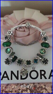 Genuine Silver Pandora Charm Bracelet With Rose Clasp +Charms 19cm & Pandora Box