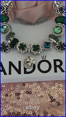 Genuine Silver Pandora Charm Bracelet With Rose Clasp +Charms 19cm & Pandora Box