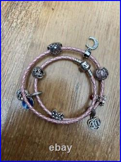 Genuine Silver Pink Pandora 30 Moon Charms Original Double Bracelet 925