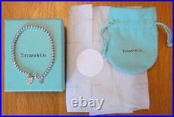 Genuine Tiffany & Co 925 Sterling Silver Heart Charm Bracelet With Packaging