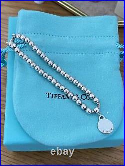 Genuine Tiffany & Co Circle Charm Beaded Sterling Silver bracelet With Box